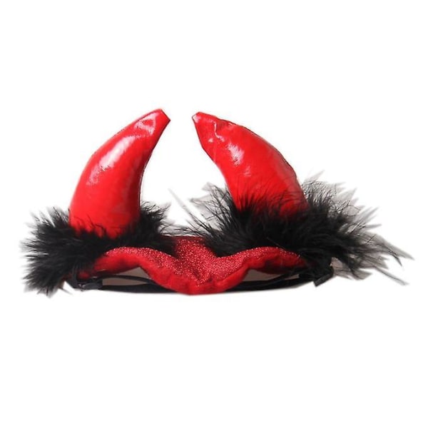 Rød Halloween Oksehorn Kattekasket Lille Djævelhorn Hat Små hunde Pet Hovedbeklædning Bamsehad L