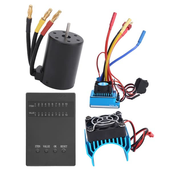3650 2300KV Motor med 120A Børsteløs ESC Programkort og Køleplade Sæt til 1/10 RC Bil
