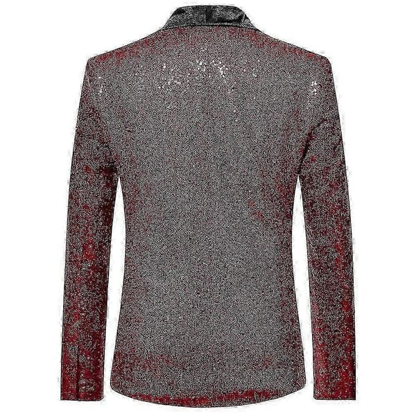 Stilfuld pailletblazer til mænd til hverdags- og festbegivenheder Wine Red XL