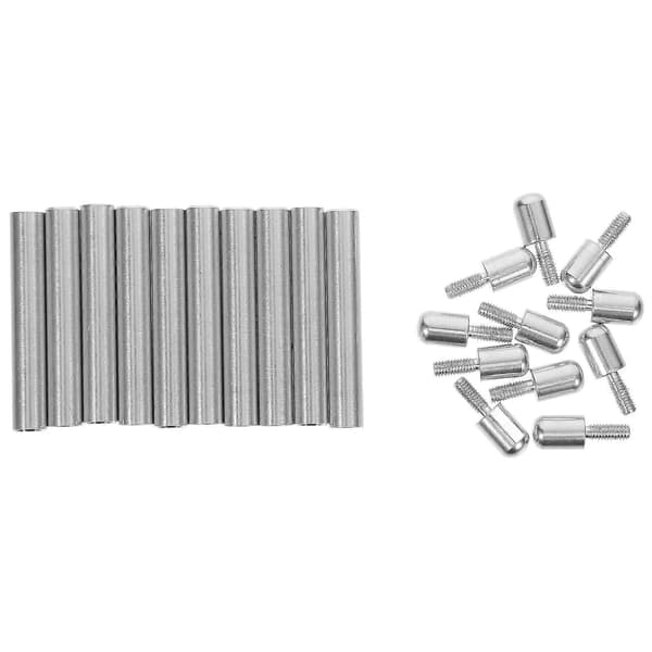 【BQ】Afstandsskrue i sølv aluminiumslegering til reklameskiltholder 10 stk.