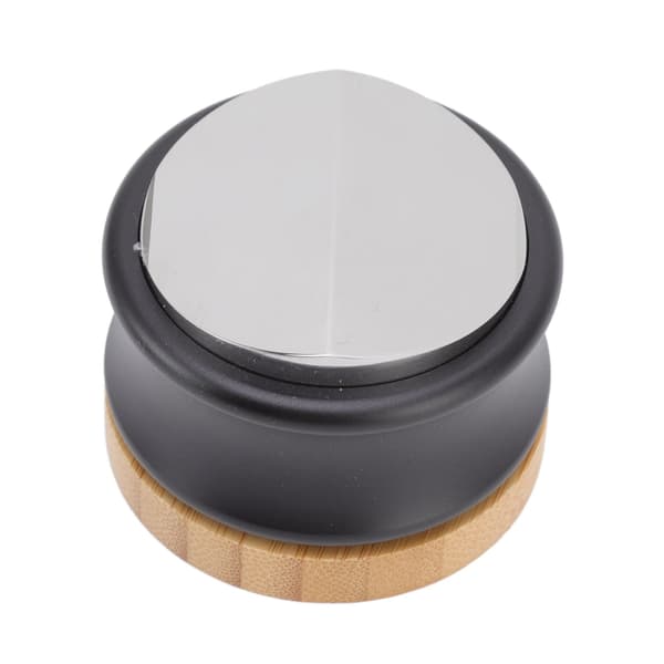 Kaffefordeler i rustfritt stål med dobbelthode 53 mm 2,09 tommer justerbar dybde bambusbase