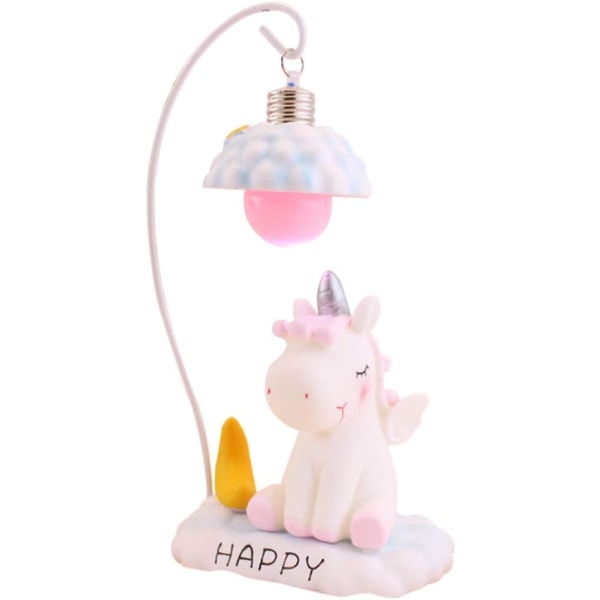 Unicorn Night Light Sovrumslampa Skrivbordslampa present med batteri (rosa)