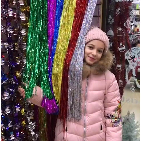6 Stk Julepynt Laser Glitter Frynser Regngardin 39 Tommer