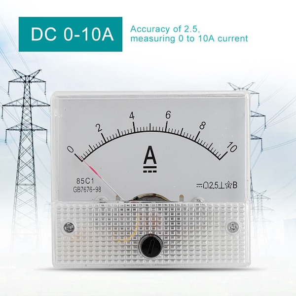 Analog DC-strömspänningsmätare 0-10A för panel - 2,5 % noggrannhet, 85C1