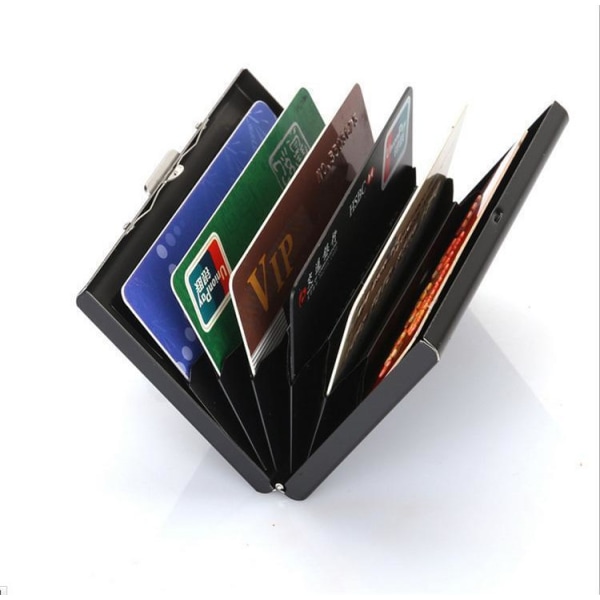ny stil Rostfritt Korthållare med fack Skyddar RFID plånbok i metall Svart