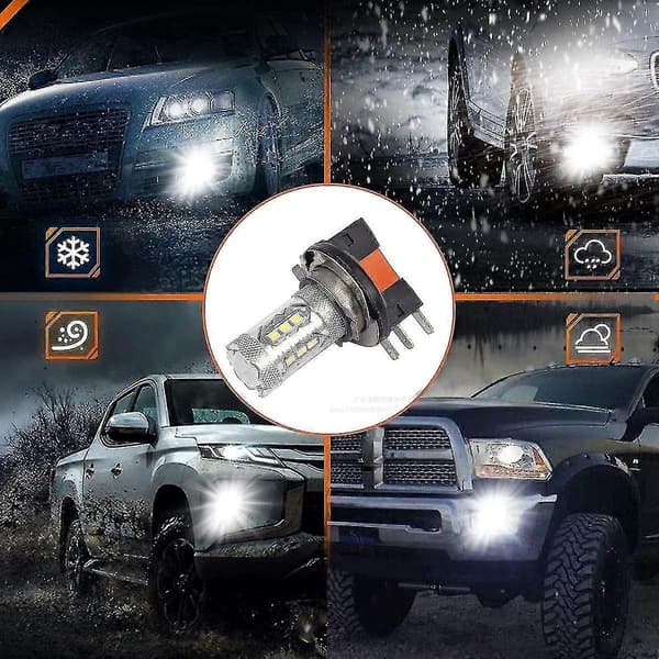 H15 LED-frontlyspærer, hvite 80w H15 LED-pærer 2 stk hvite