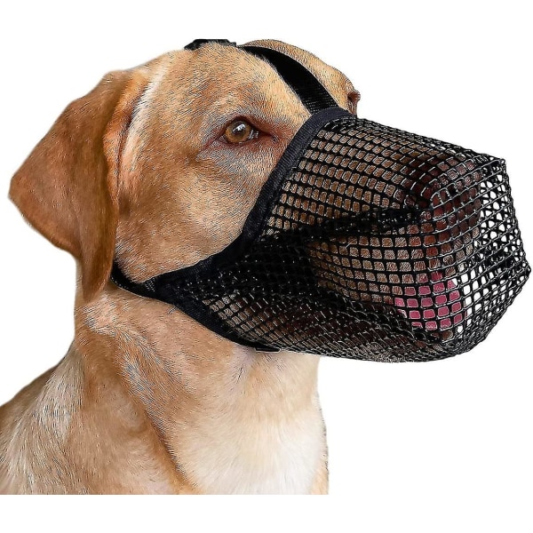 Hundemunning med justerbare stropper, mykt nettingdekket snuteparti for små middels store hunder Black XL