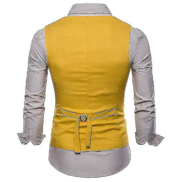 Men's Solid Color Single Breasted Vest yellow L