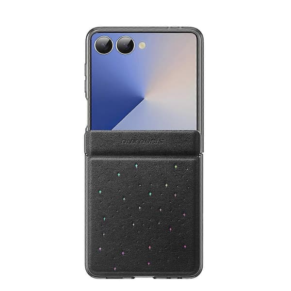 DUX DUCIS STEX Series Stjernemønstret Læder Foldbart Telefoncover Sort Black For Samsung Galaxy Z Flip7 5G