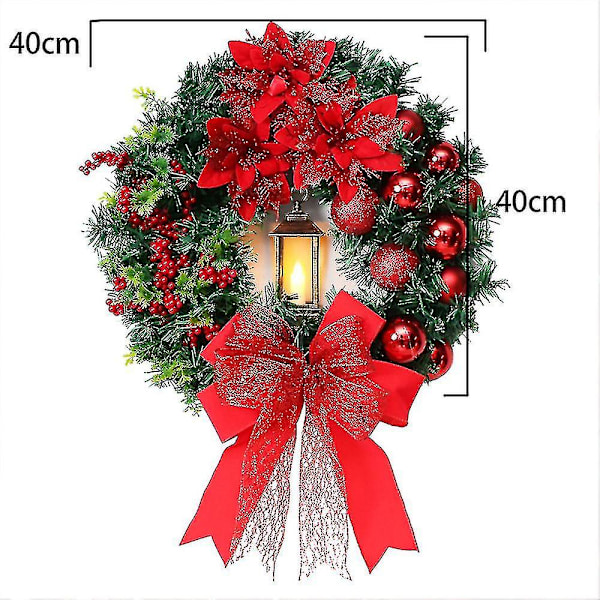 Jul Krans Vind Lantern Bowknot rød blomst hoveddør Ornament