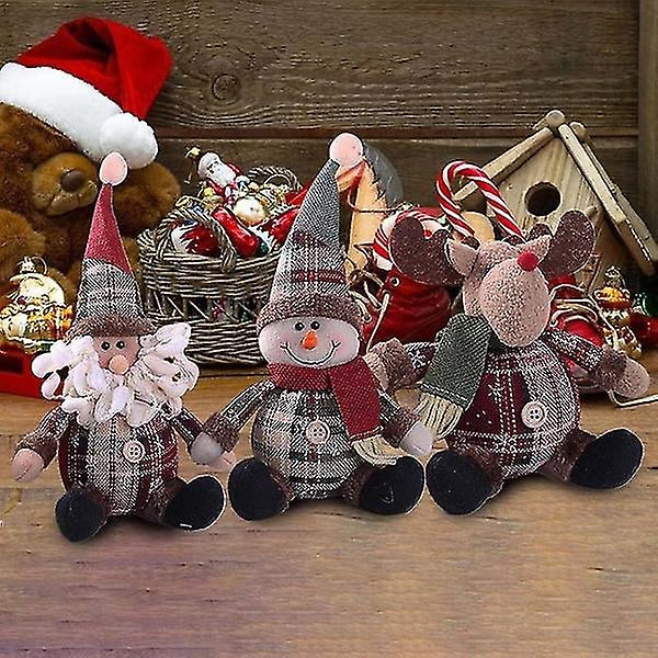 Jul Sød Lille Mand Julemand Snemand Hjortedukke Julepynt gave 3stk 3pcs