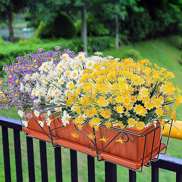 4st konstgjorda tusensköna blommor konstgjorda blommor gröna plastbuskar falska blommor inomhus utomhus (vit) yellow