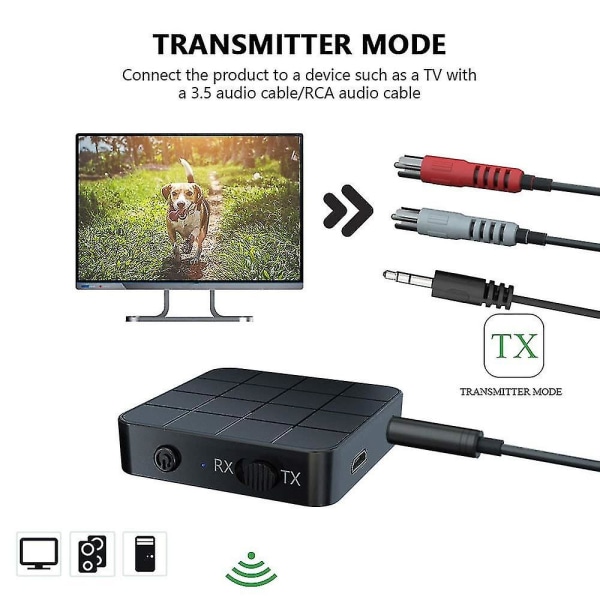 2 i 1 Bluetooth 5.0 mottaker sender usb tv datamaskin adapter