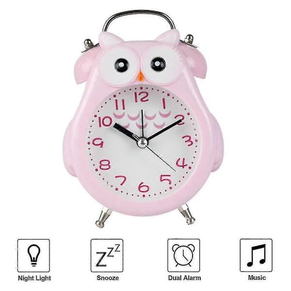 Stille, ikke-tikkende alarm med nattlys og slumrefunksjon Pink