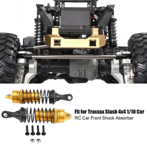 2 stk. 100 mm RC frontstøddæmper til Traxxas Slash 4x4 1/10 bil gul