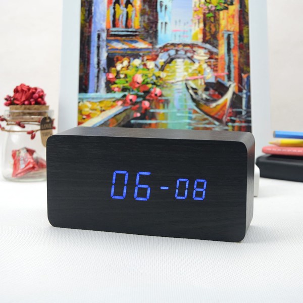 Elektronisk LED digital väckarklocka Tid/temperatur/datum Display Skrivbordsklocka