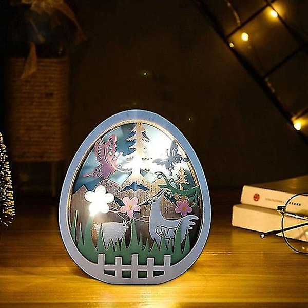 Påskdekoration Hem Trä Kanin Led Ljus Påsk Hantverk Prydnader Påskägg Easter Eggs