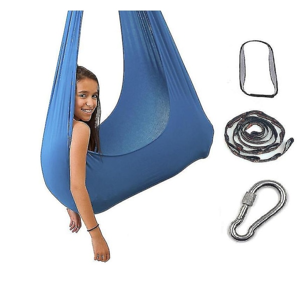 Aerial Yoga Therapy Set & Hängmatta Kit för flexibilitet och smärtlindring Blue 150*280CM