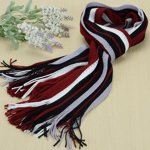 Miesten talvi raidalliset huivit Tupsu pitkä huivi Fringe Shawl Wrap Stole Red