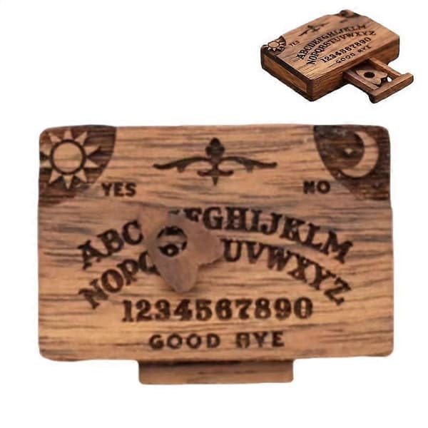 【BQ】Mini Ouija-bräda med hemlig låda, retro present för heminredning i trä