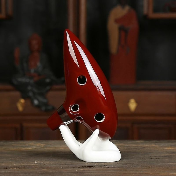 Ocarina Ceramic Alto Legend Zelda Flöjtinstrument Vinröd Wine Red