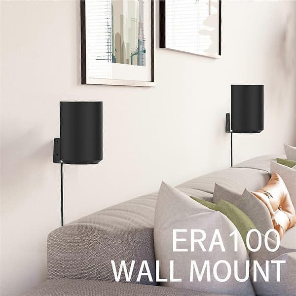 【BQ】2 kpl Sonos Era 100 -seinätelinettä metallia, tilaa säästävä kaiutinpidike Black