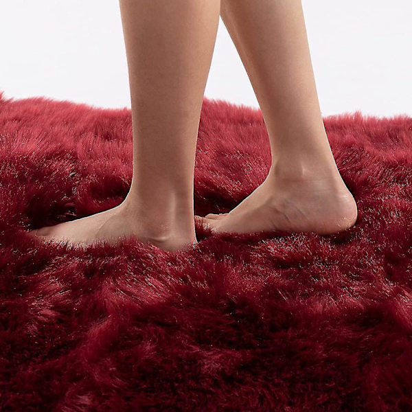 Lyxigt mjukt imiterat fårskinnsstolsöverdrag Sittdyna Dyna Plyschpälsmattor Kompatibel med sovrum, 2 fot X 3 fot, vit Burgundy 2 * 3 ft