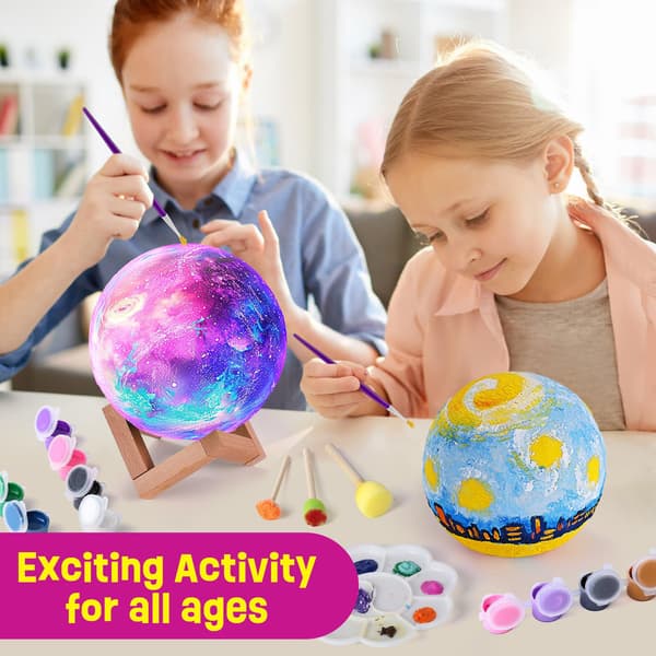 Mal dit eget månelampe-sæt, 3D natlampe kunsthåndværk til børn 8-12 år, gave til måneelskere drenge piger 3-12+ Moon