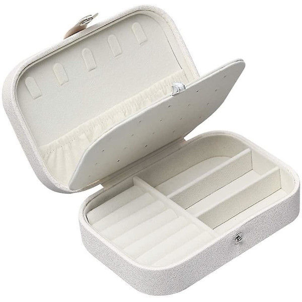 Smykkeskrin Premium smykker Organizer Case Pu Læder Forskellige rum White