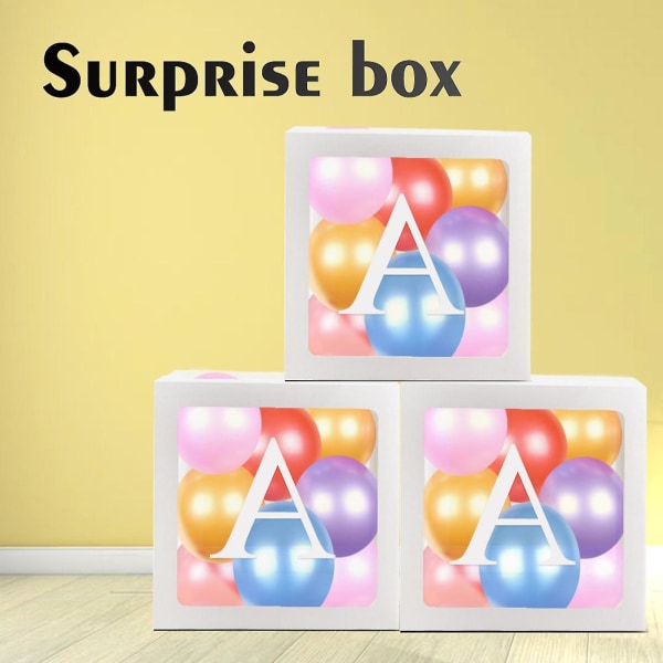 Ilmapallo Box Hieno juhlasisustus baby shower suihkutarvikkeet Az Letter pahvikuutio kirkas laatikko ehdottaa avioliittoa M