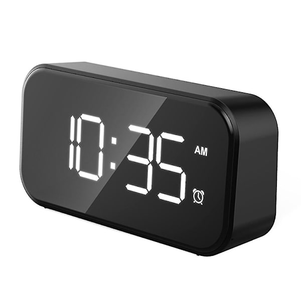 Digitalt vækkeur 5-tommer LED-skærm 12/24 timer 5 lysstyrke soveværelse vækkeur Hjemmekontor White
