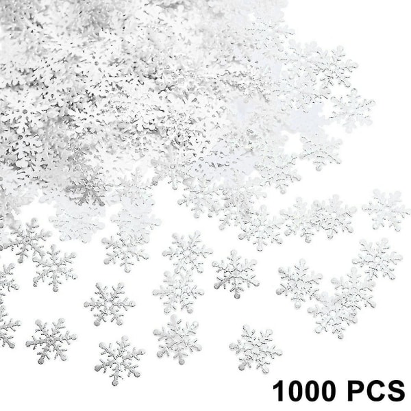 1000 stk snøflak konfetti dekorasjoner White