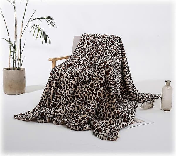 【BQ】Leopardtæppe Koralfleece Battilo Imiteret Pels Tæppe Tykt Fløjl Sofabetræk Tæppe Sofa Lurtæppe Sengetæppe Sengeoverkast 01 160X200cm