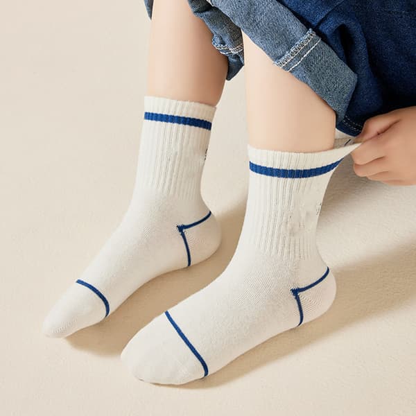 5 Par Strømper til Børn Crew Socks Kamgarn Bomuld Varme Strømper Bogstav Print Drenge Piger Strømpe Sæt til Forår Efterår M (til 3‑5 År Gamle)