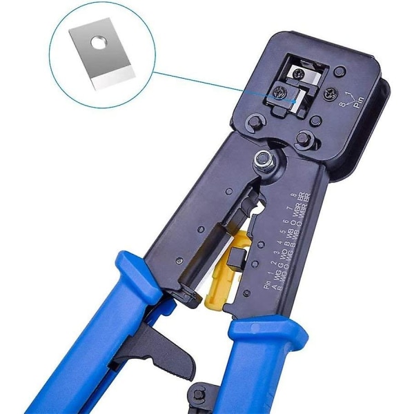Profesjonelt Ez Pass Through Crimping Tool - Ratchet Crimper - Wire Stripper for gamle Internett-kontakter