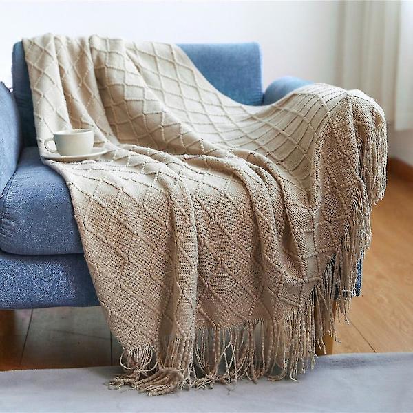Inya Slängfilt Strukturerad Solid Mjuk Soffa Soffa Överdrag Dekorativ nordisk stickad filt Tyngd juldekor Plädar diamond Khika 130x230cm