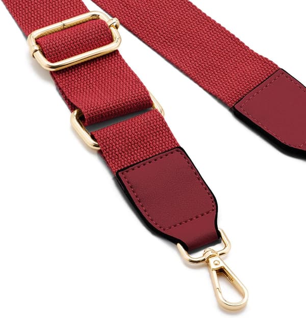 【BQ】Women's Wide Shoulder Straps, Adjustable Leather Replacement Strap, Long Shoulder Strap (Burgundy) Red