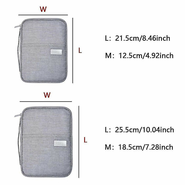 Perhematkalompakko Passipidike Asiakirjakorttipussin järjestäjä 21.5cm x 12.5cm Grey