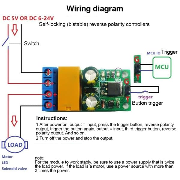 DR55B01 Motor Fremad Bak Controller Modul Selvlåsende Omvendt Polaritetsrelæ (6-24V)