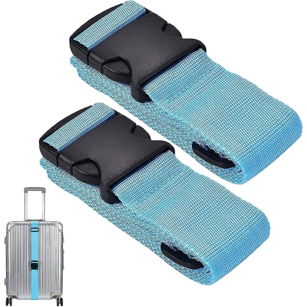 2-delers bagasjebeltekoffert, justerbare bagasjestropper, med løkkelukking Reisetilbehør sikkerhetsbelter blå)