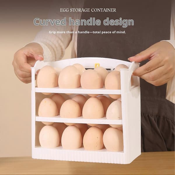 【BQ】Eggbeholder med stor kapasitet – 24 egg med skyveskuffer White