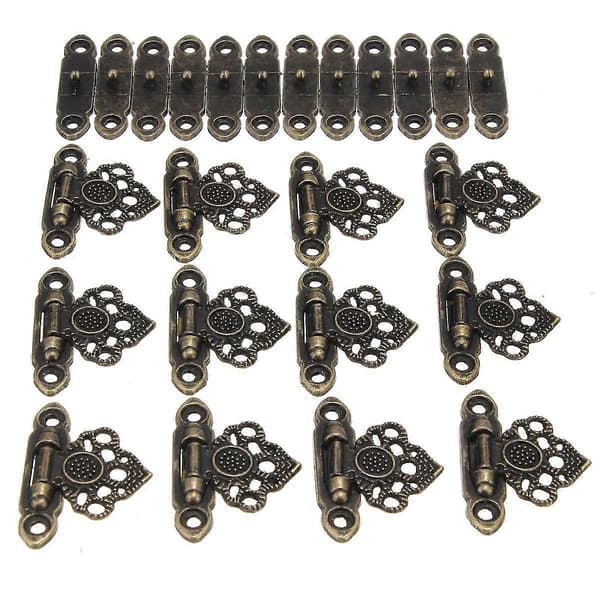 12x Antikk messing Dekor Smykkedekorasjon Treboks Hasp Spenner Krok+skruer Antikk messing