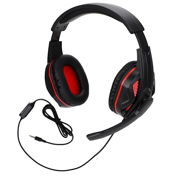 3,5 mm kablet gaming-headset med mikrofon til PS4 sort rød