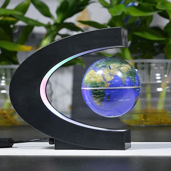 Flytande Globe Med Led Ljus C Form Magnetisk Flytande Globe Världskartadekoration