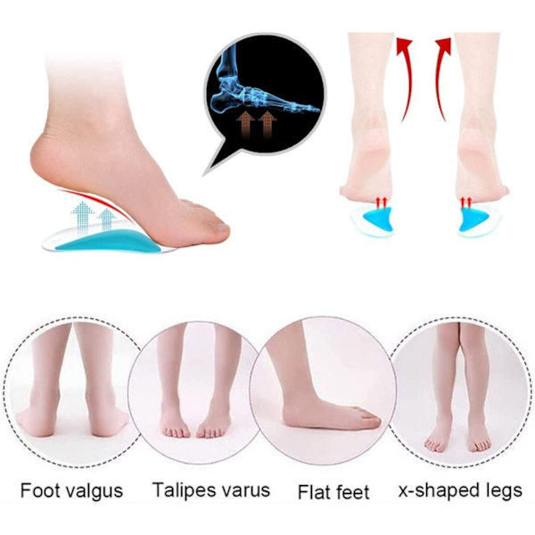 Par Arch Support innersulor, silikon plattfots ortopediska innersulor