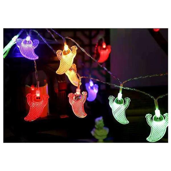 Led Halloween Bat Lantern Ghost Hand Light String Solar Batteri Usb Ghost Light String Secret Room Dekoration Flat ghost color 35