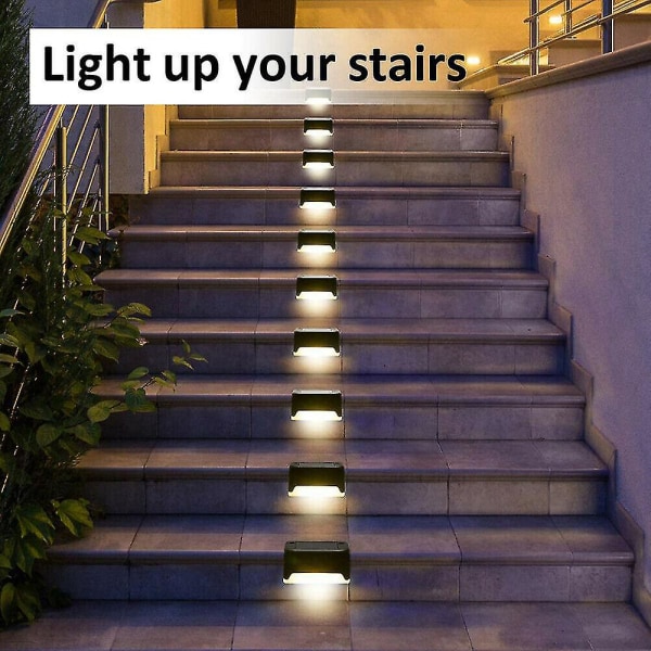 4 Pack Solar Deck Lights Led Solar Step Lights Vandtætte hegnslys til udendørs trin hegn white light