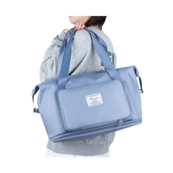 Hopfällbar resväska med stor kapacitet Expanderbar vattentät duffelväska-blå