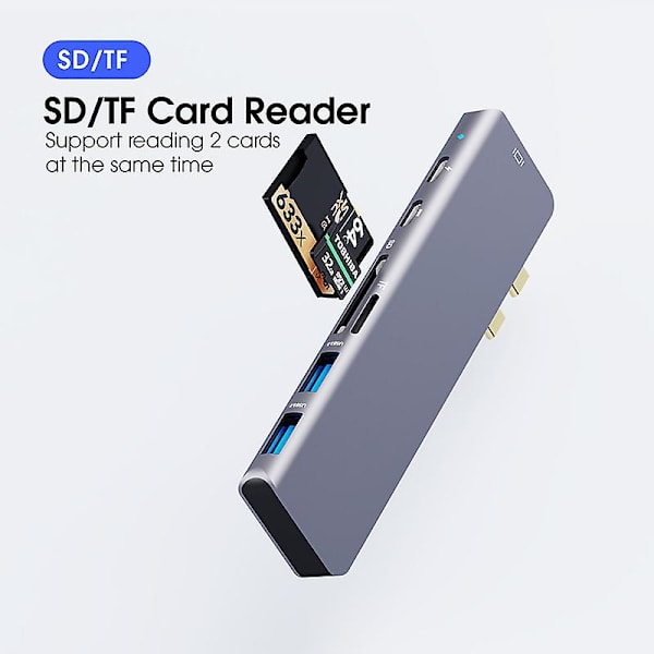 7 i 1 dockningsstation för Macbook 4k Hd dubbelhuvud typ C-adapter 1 i 7 1 in 7
