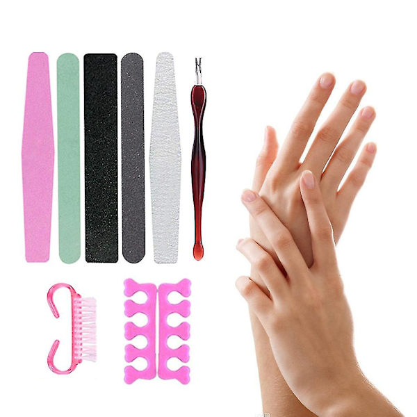 9 st/lot Dubbelsidigt sandpapper Nagelfil Slipning Buffer Block Nagelfilar Slipning Polering Manikyrverktyg